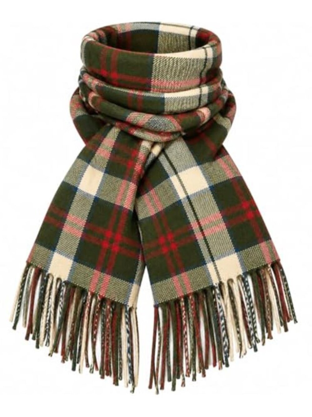 Green Red Plaid Oversized Winter Scarf Fringe Soft Warm Tartan Wrap Unisex